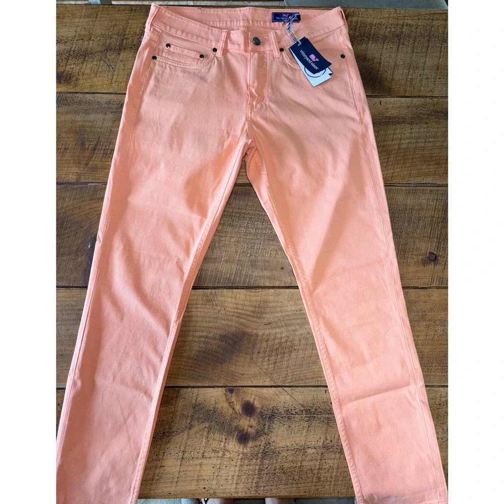 NWT Vineyard Vines Mens Broken Twill 5 Pocket Pants Melon Straight Leg 32x32